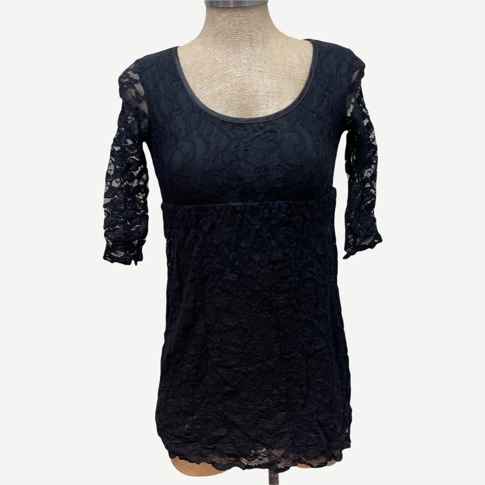 Velvet TORCH Black Lace Scoop Neck Top‎ XS
